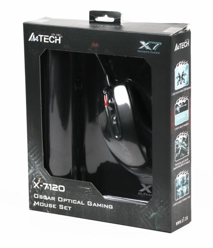 Мишка + килимок A4Tech X-710BK Black USB + A4Tech X7-200MP (4)