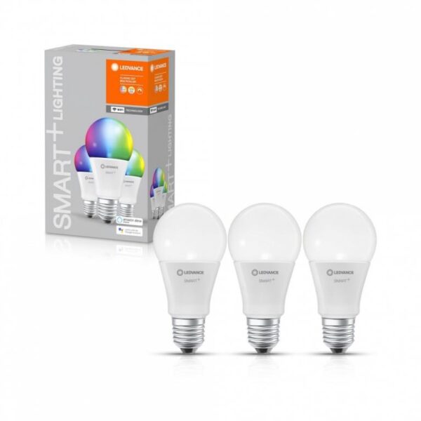Набір ламп світлодіодних  3шт LEDVANCE (OSRAM) LEDSMART+ A60 9W (806Lm) 2700-6500K + RGB E27 діммірує (1)