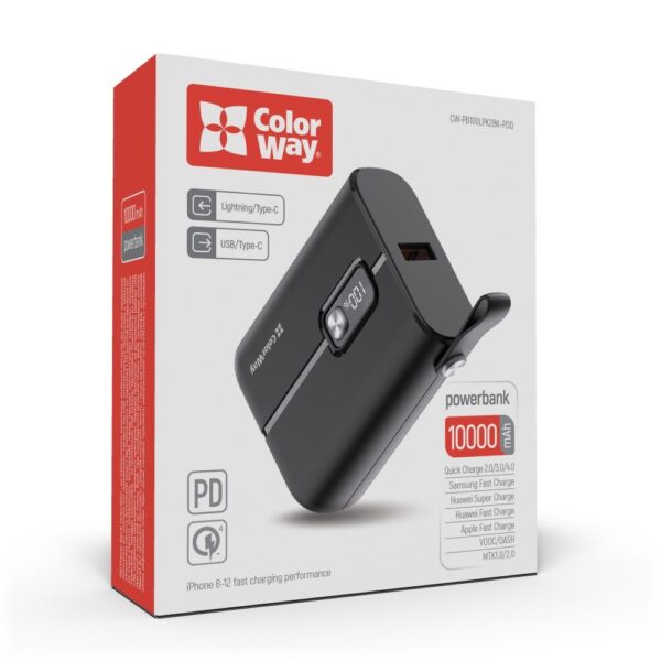 Зовнішній акумулятор (Power Bank) Colorway 10000mAh Full power (USB QC3.0 + USB-C PD 22.5W) Black (1)