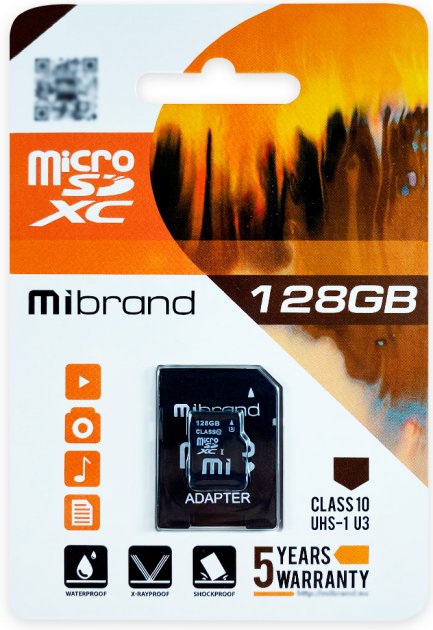 Карта пам'яті MicroSDXC 128GB Mibrand Class 10 UHS-I U3 (MICDHU3/128GB-A) (1)