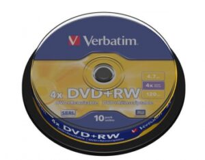 Диски DVD+RW Verbatim 4.7Gb 4x CakeBox 10 шт silver (43488) (1)