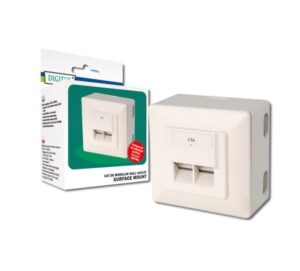 Настінна розетка DIGITUS Cat. 5e, STP, 2xRJ45, 8P8C, для зовнішньої проводки DN-9002-N