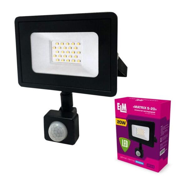 Прожектор світлодіодний з датчиком руху (ІЧД) ELM Matrix S 20Вт 6500К 26-0035 (1)