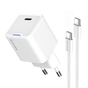 Зарядний пристрій Colorway GaN Mini 30W PD Port PPS USB-C білий + Кабель Type-C (CW-CHS054PDC-WT)