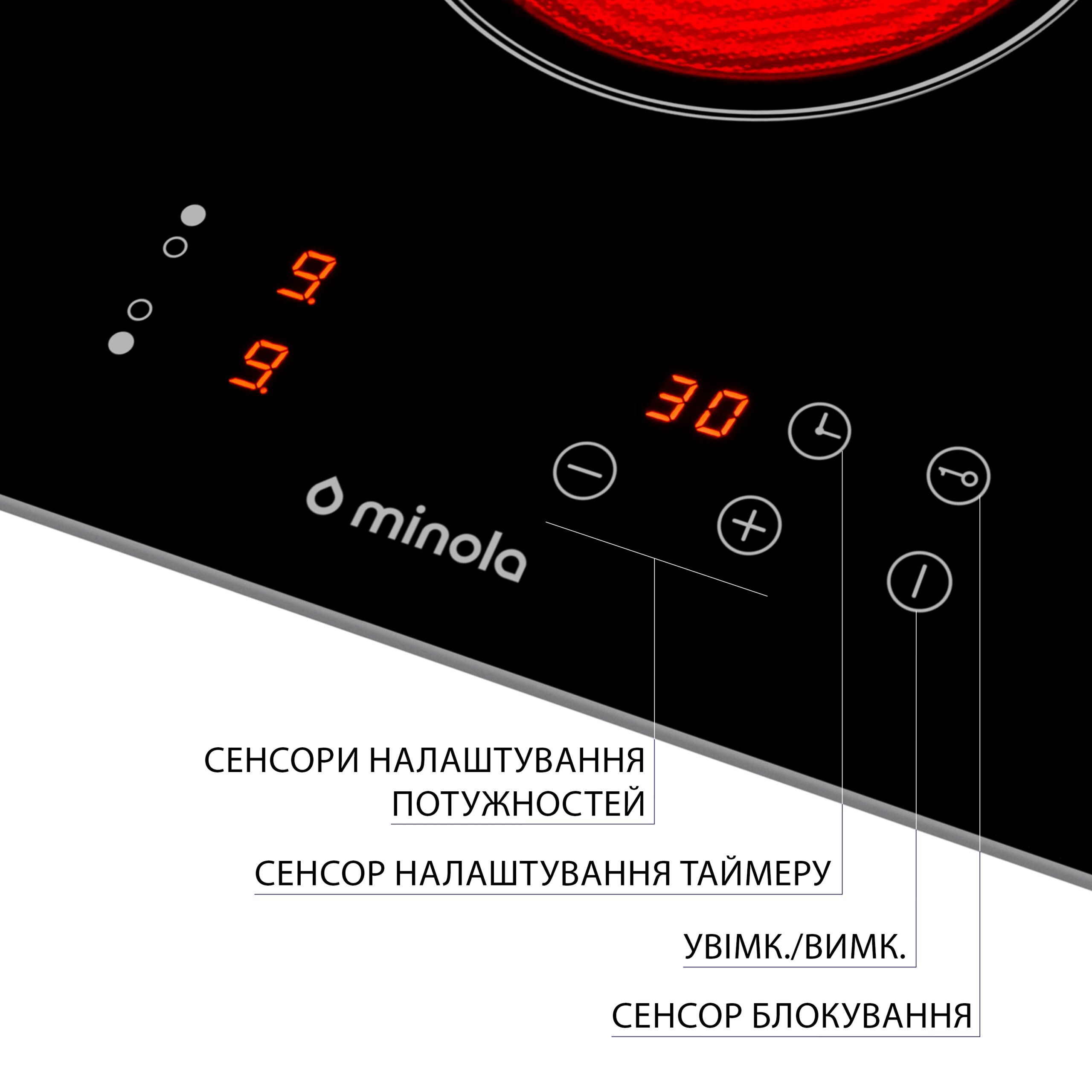Варильна поверхня електрична Minola MVH 3034 KBL Склокерамічна (3)