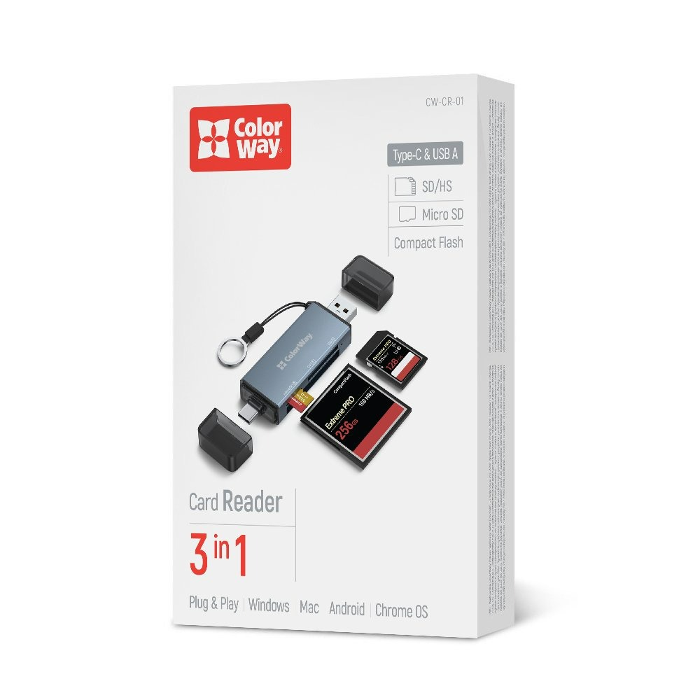 Кардрідер ColorWay USB 2.0/USB-C to CF/SD/MicroSD (CW-CR-01) (2)