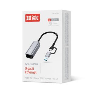 Адаптер ColorWay USB-A/USB-C 3.0 - RJ45 Gigabit Ethernet (CW-AD-CRG) (1)
